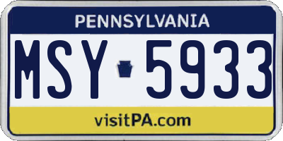 PA license plate MSY5933