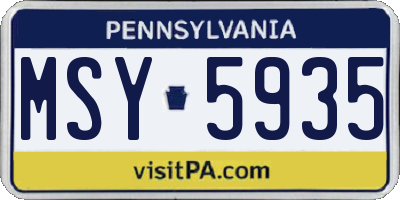 PA license plate MSY5935