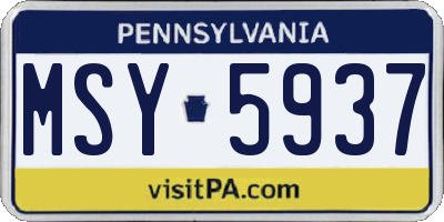 PA license plate MSY5937