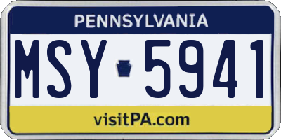 PA license plate MSY5941