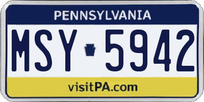 PA license plate MSY5942