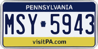 PA license plate MSY5943