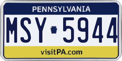 PA license plate MSY5944