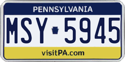 PA license plate MSY5945