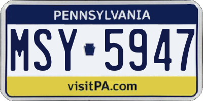PA license plate MSY5947