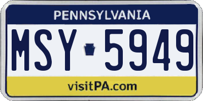 PA license plate MSY5949