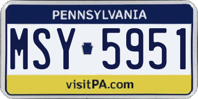 PA license plate MSY5951