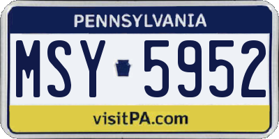 PA license plate MSY5952