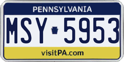 PA license plate MSY5953