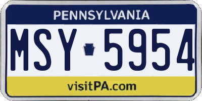 PA license plate MSY5954