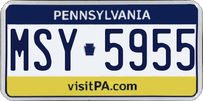 PA license plate MSY5955