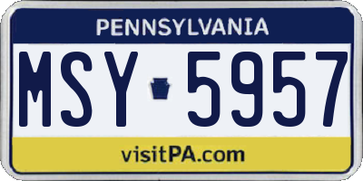 PA license plate MSY5957