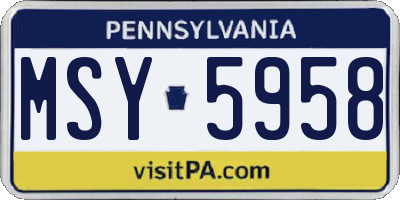 PA license plate MSY5958