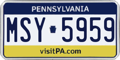 PA license plate MSY5959