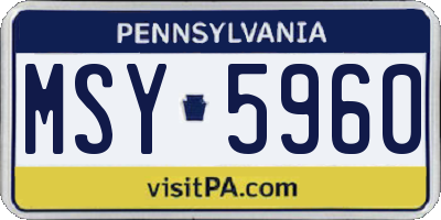 PA license plate MSY5960