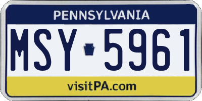 PA license plate MSY5961