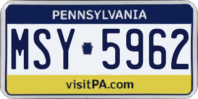PA license plate MSY5962