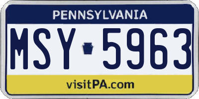 PA license plate MSY5963