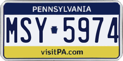 PA license plate MSY5974