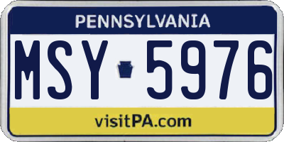 PA license plate MSY5976