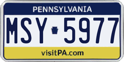 PA license plate MSY5977