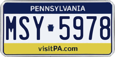 PA license plate MSY5978