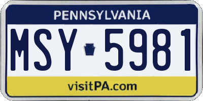PA license plate MSY5981