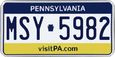 PA license plate MSY5982