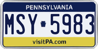 PA license plate MSY5983
