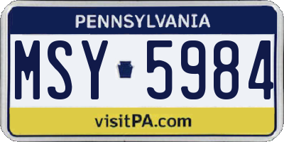 PA license plate MSY5984