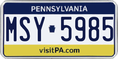 PA license plate MSY5985