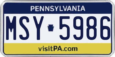 PA license plate MSY5986