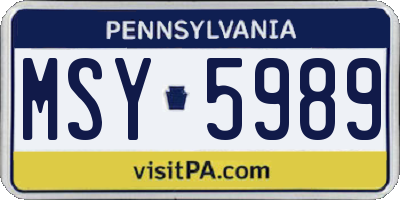 PA license plate MSY5989