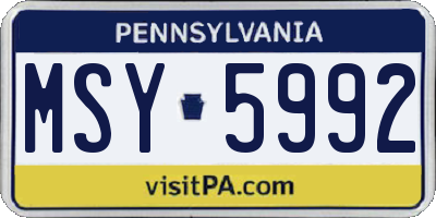 PA license plate MSY5992