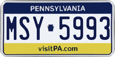 PA license plate MSY5993