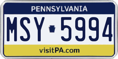 PA license plate MSY5994