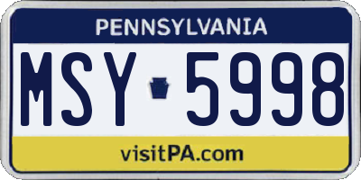 PA license plate MSY5998