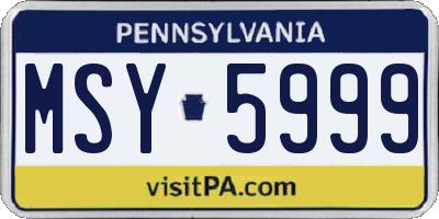 PA license plate MSY5999