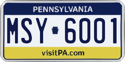 PA license plate MSY6001