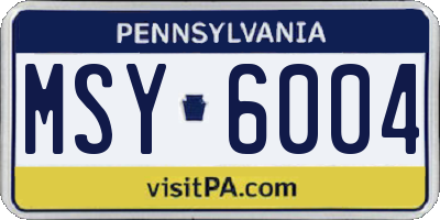 PA license plate MSY6004