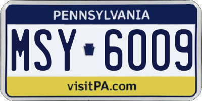 PA license plate MSY6009