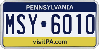 PA license plate MSY6010
