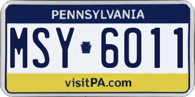 PA license plate MSY6011