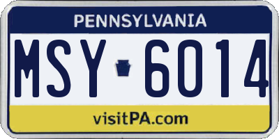 PA license plate MSY6014