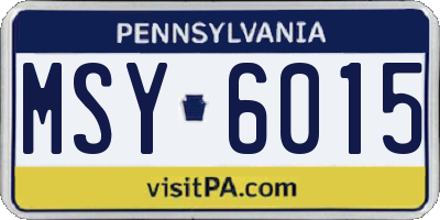 PA license plate MSY6015