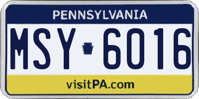 PA license plate MSY6016