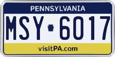 PA license plate MSY6017