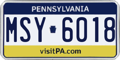 PA license plate MSY6018