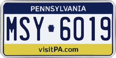 PA license plate MSY6019