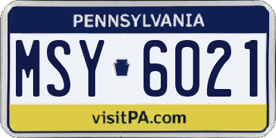 PA license plate MSY6021